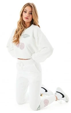 CARMAR RHINESTONE CHERRY SWEATPANTS