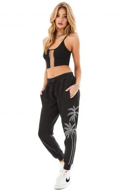 CARMAR RHINESTONE PALM TREE SWEATPANTS