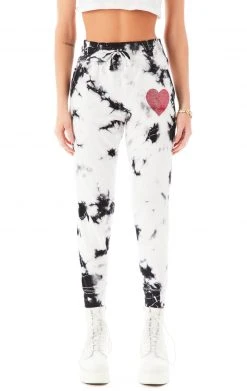 CARMAR RHINESTONE HEART TIE DYE SWEATPANTS