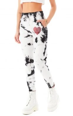 CARMAR RHINESTONE HEART TIE DYE SWEATPANTS