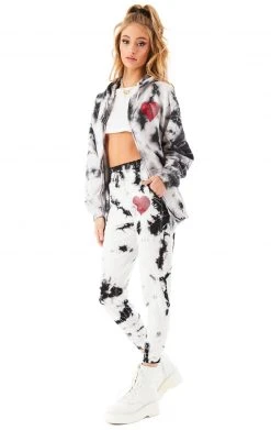CARMAR RHINESTONE HEART TIE DYE SWEATPANTS