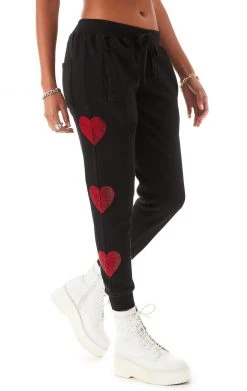 CARMAR RHINESTONE HEART SWEATPANTS