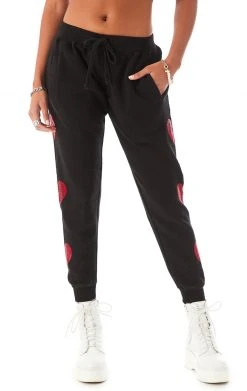 CARMAR RHINESTONE HEART SWEATPANTS