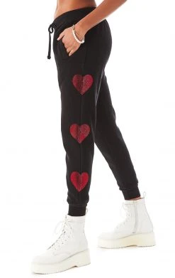 CARMAR RHINESTONE HEART SWEATPANTS