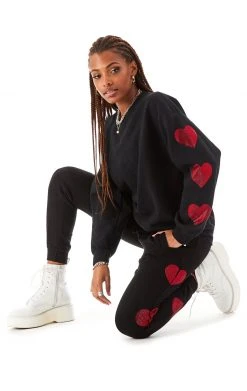 CARMAR RHINESTONE HEART SWEATPANTS
