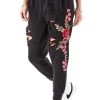 CARMAR ROSE EMBROIDERED RIPPED SWEATPANTS