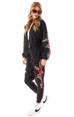 CARMAR ROSE EMBROIDERED RIPPED SWEATPANTS