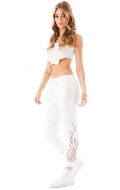 CARMAR RHINESTONE FLAME SWEATPANTS