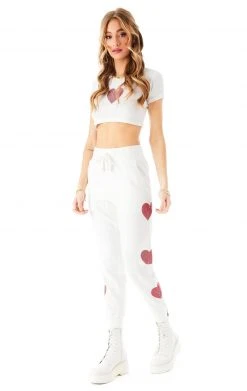 CARMAR RHINESTONE HEART SWEATPANTS