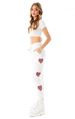 CARMAR RHINESTONE HEART SWEATPANTS