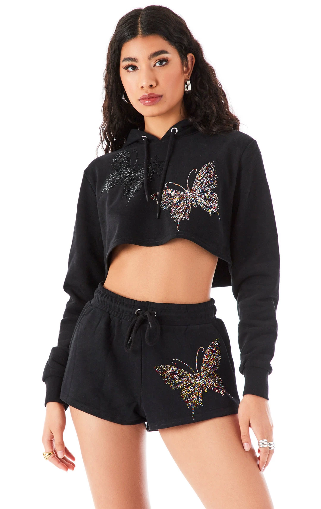 CARMAR SWEATSHIRTS RHINESTONE BUTTERFLY CROPPED HOODIE 4 CARMAR SWEATSHIRTS RHINESTONE BUTTERFLY CROPPED HOODIE
