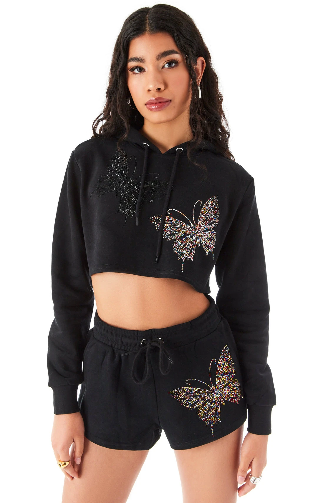 CARMAR SWEATSHIRTS RHINESTONE BUTTERFLY CROPPED HOODIE 7 CARMAR SWEATSHIRTS RHINESTONE BUTTERFLY CROPPED HOODIE