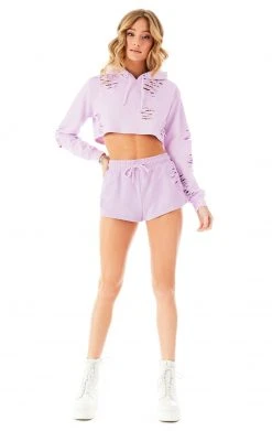 CARMAR RIPPED CROPPED HOODIE SWEATSHIRTS