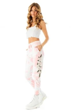 CARMAR ROSE EMBROIDERED TIE DYE SWEATPANTS