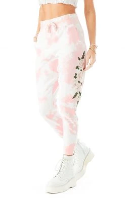 CARMAR ROSE EMBROIDERED TIE DYE SWEATPANTS