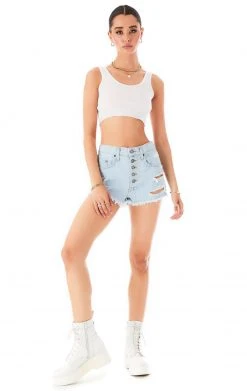 CARMAR TITANIA LODESTONE EXPOSED BUTTON DENIM SHORTS