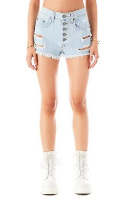 CARMAR TITANIA LODESTONE EXPOSED BUTTON DENIM SHORTS