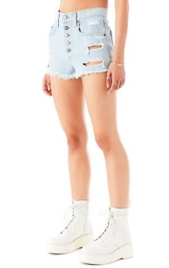CARMAR TITANIA LODESTONE EXPOSED BUTTON DENIM SHORTS