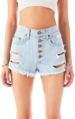 CARMAR TITANIA LODESTONE EXPOSED BUTTON DENIM SHORTS