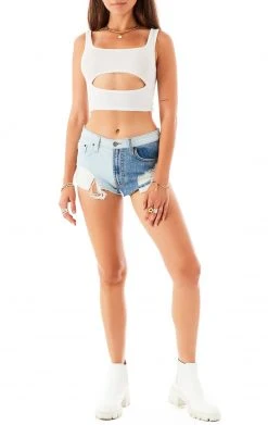 CARMAR MOGAN SPLICED DENIM SHORTS