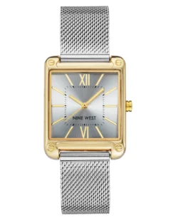 Nine West Watches Rectangular Case Mesh Bracelet Watch