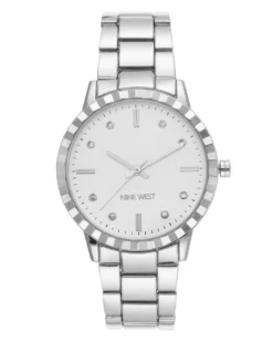 Nine West Watches Textured Bezel Bracelet Watch