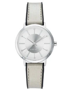 Nine West Watches Glitter Accented Strap Watch