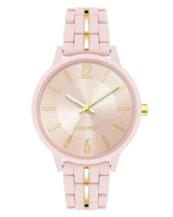 Nine West Watches Metallic Accented Rubberized Bracelet Watch