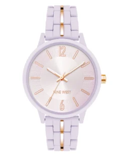 Nine West Watches Metallic Accented Rubberized Bracelet Watch