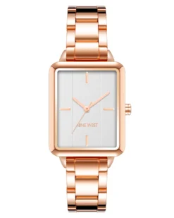 Nine West Watches Rectangular Textured Dial Bracelet Watch