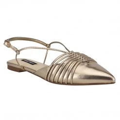 Nine West Aida Slingback Pointy Toe Flats Metallic Mindset
