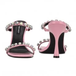 Nine West Color Pop Aria Heeled Slide Sandals 5 Nine West Color Pop Aria Heeled Slide Sandals