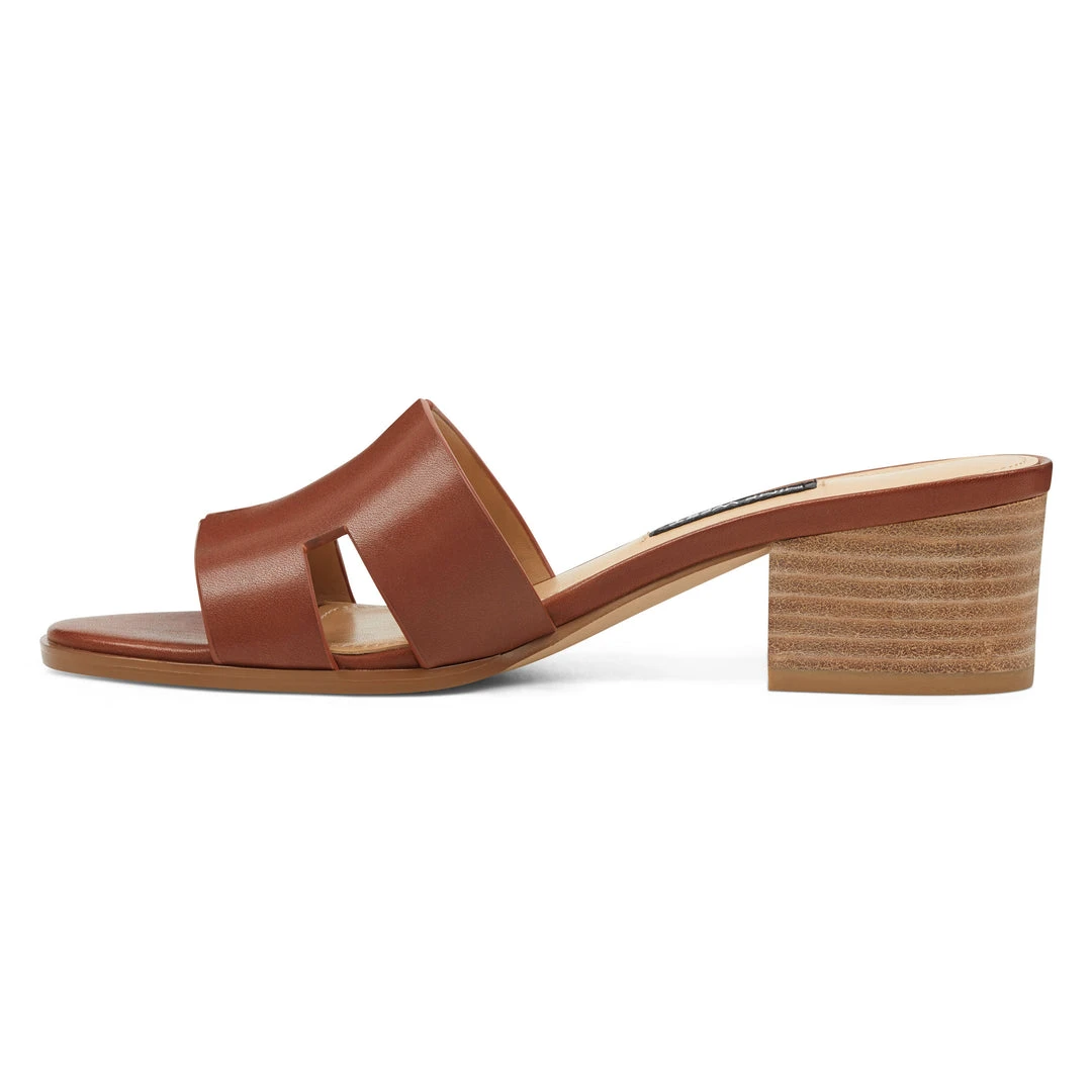 Nine West Heels Aubrey Open Toe Slide Sandals 6 Nine West Heels Aubrey Open Toe Slide Sandals