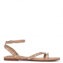 Nine West Bernie Studded Flat Sandals Fun Flats