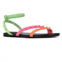 Nine West Bernie Studded Flat Sandals Color Pop