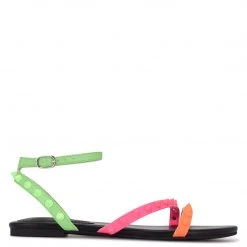 Nine West Bernie Studded Flat Sandals Color Pop