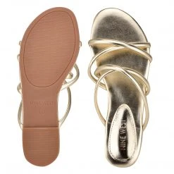 Nine West Beva Flat Slide Sandals Metallic Mindset