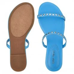 Nine West Brandie Flat Studded Slide Sandals Color Pop