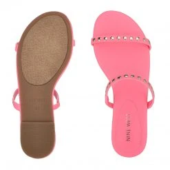 Nine West Brandie Flat Studded Slide Sandals Color Pop