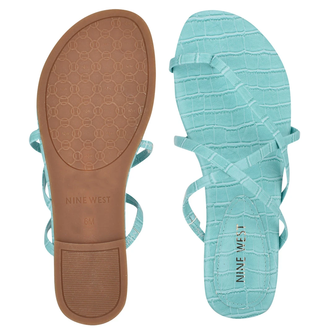 Nine West Color Pop Brice Flat Toe Ring Slide Sandals 7 Nine West Color Pop Brice Flat Toe Ring Slide Sandals