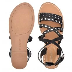 Nine West Cane Flat Studded Sandals Flats