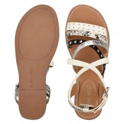 Nine West Cane Flat Studded Sandals