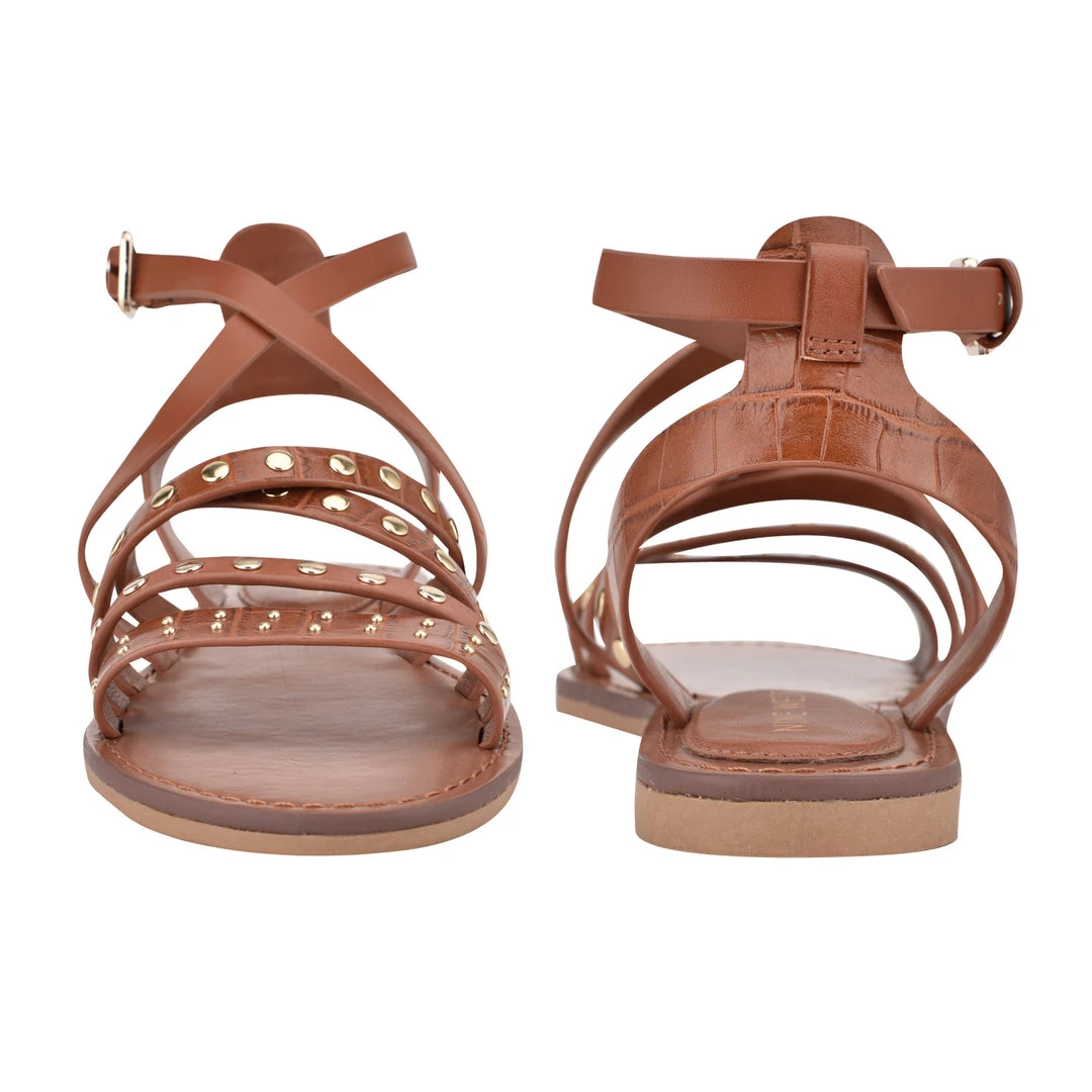 Nine West Cane Flat Studded Sandals 6 Nine West Cane Flat Studded Sandals