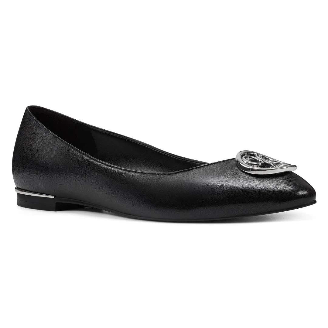 Nine West Celia Logo Almond Toe Flats 4 Nine West Celia Logo Almond Toe Flats
