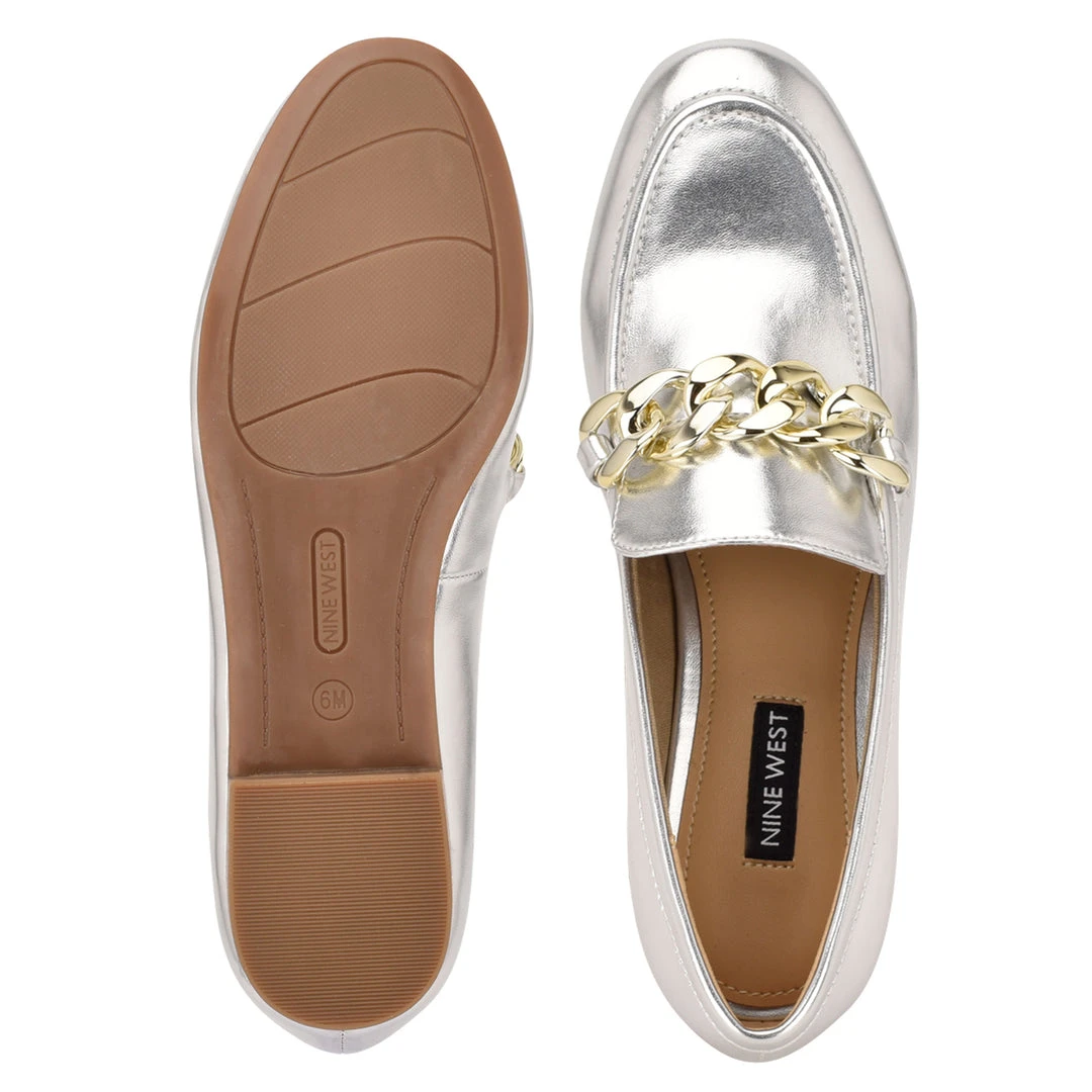 Nine West Metallic Mindset Chain Slip-On Loafers 7 Nine West Metallic Mindset Chain Slip-On Loafers