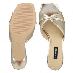 Nine West Dainty Heeled Slide Sandals Metallic Mindset