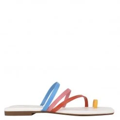 Nine West Darbie Flat Toe Ring Slide Sandals Color Pop