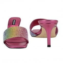 Nine West Metallic Mindset Donnah Rhinestone Heeled Slide Sandals