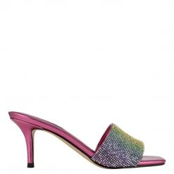 Nine West Metallic Mindset Donnah Rhinestone Heeled Slide Sandals