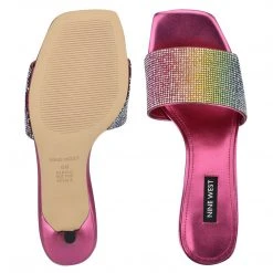 Nine West Metallic Mindset Donnah Rhinestone Heeled Slide Sandals